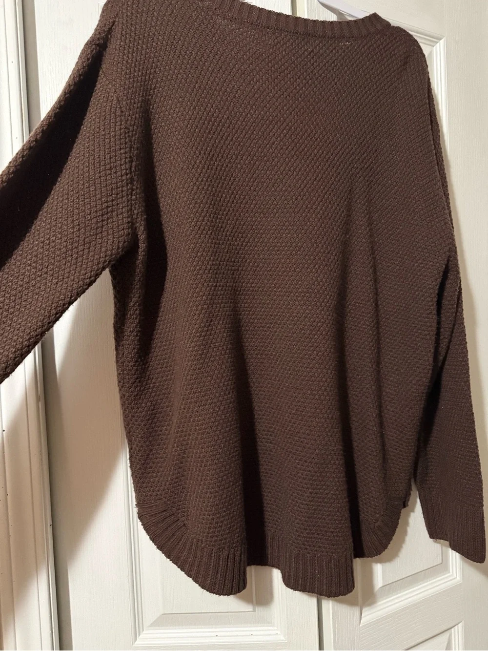 Zenana Chocolate Brown Crewneck Sweater - 1X/2x - Picture 12 of 16